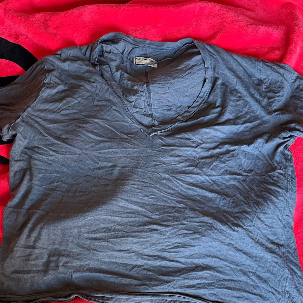 We The Free Slate blue V-Neck Top
